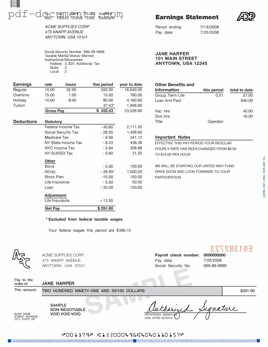 Download Adp Pay Stub Form