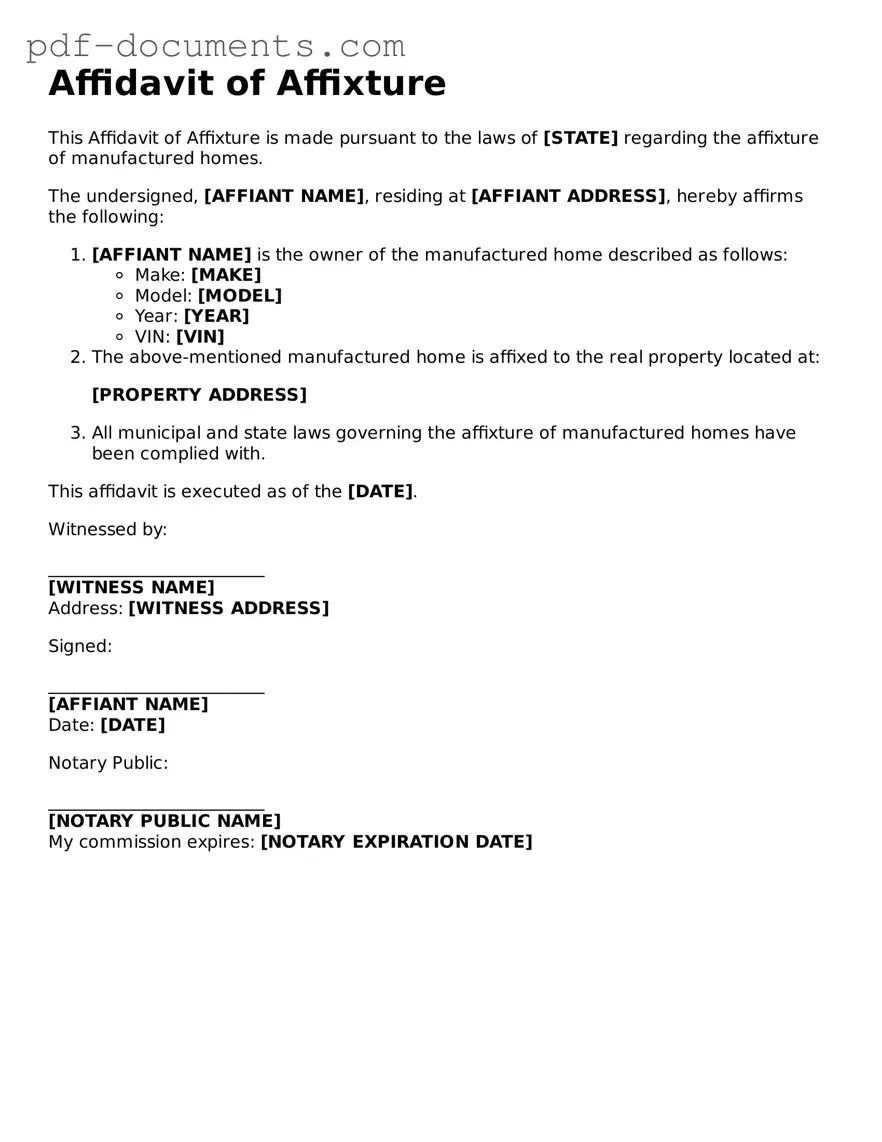 Printable Affidavit of Affixture Form