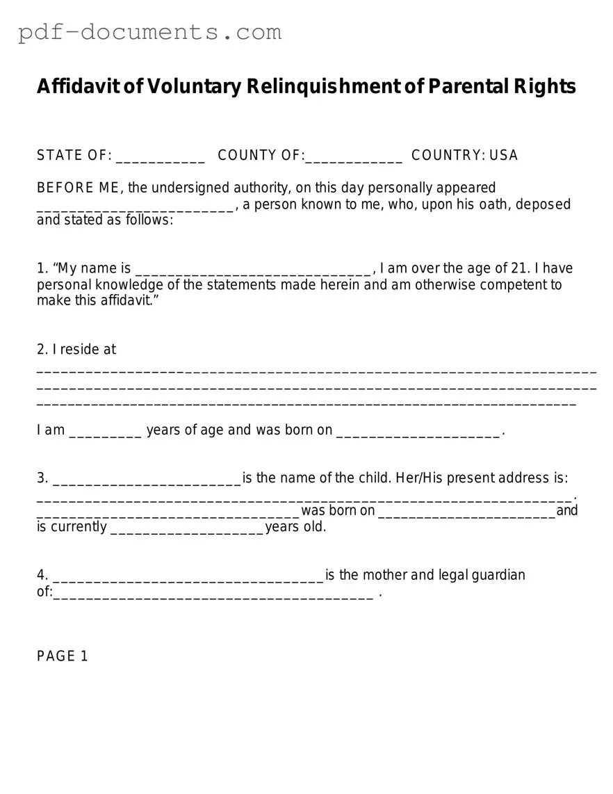 Download Affidavit Parental Rights Form