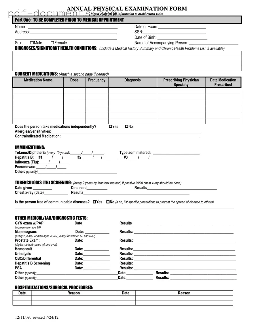 Download Annual Physical Examination Form
