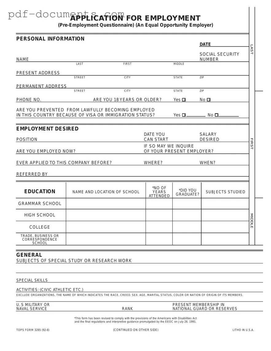 Download Employment Application Pdf Form