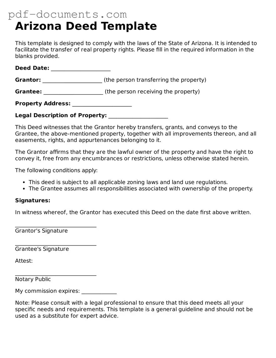 Legal Deed Template for the State of Arizona