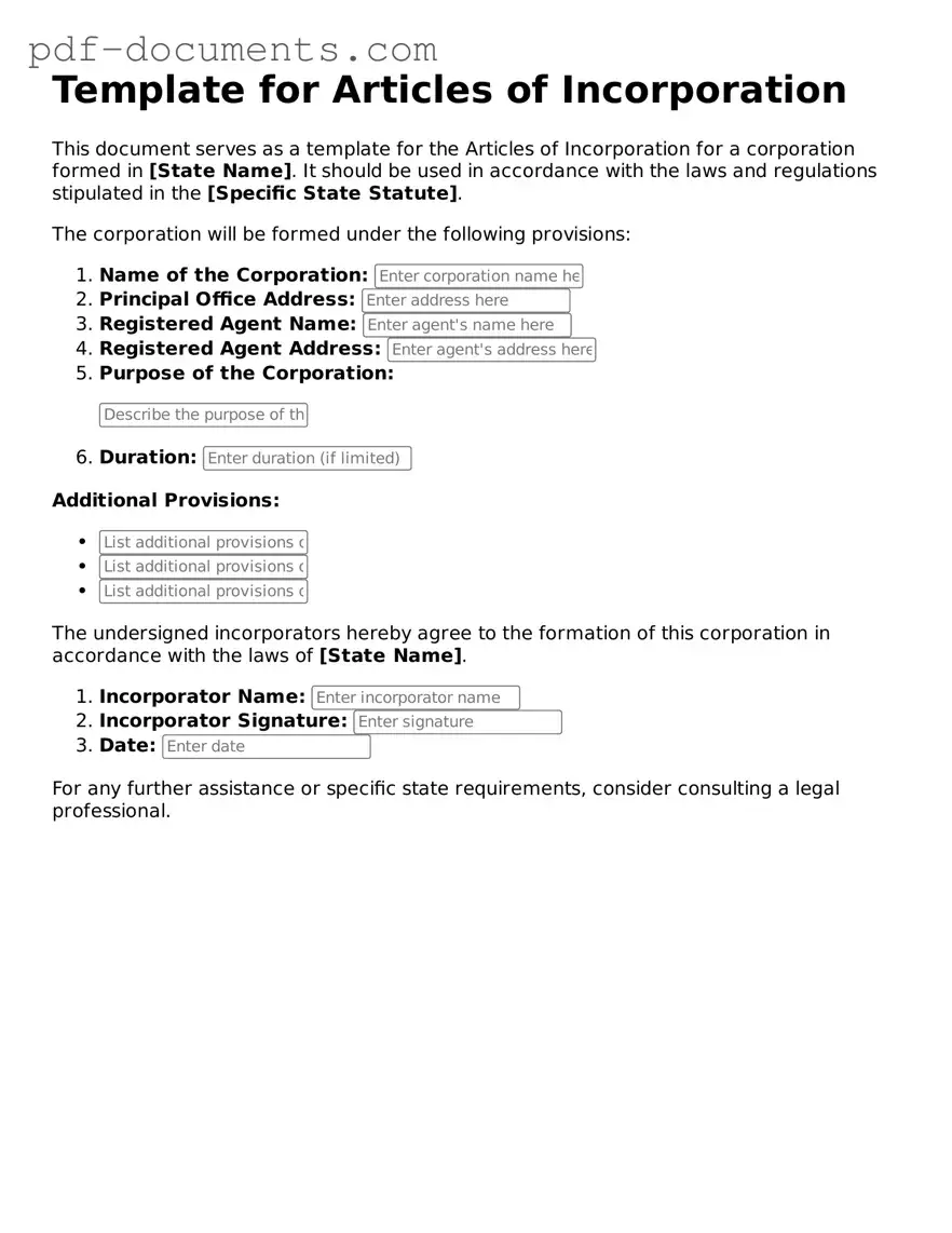 Printable Articles of Incorporation Form