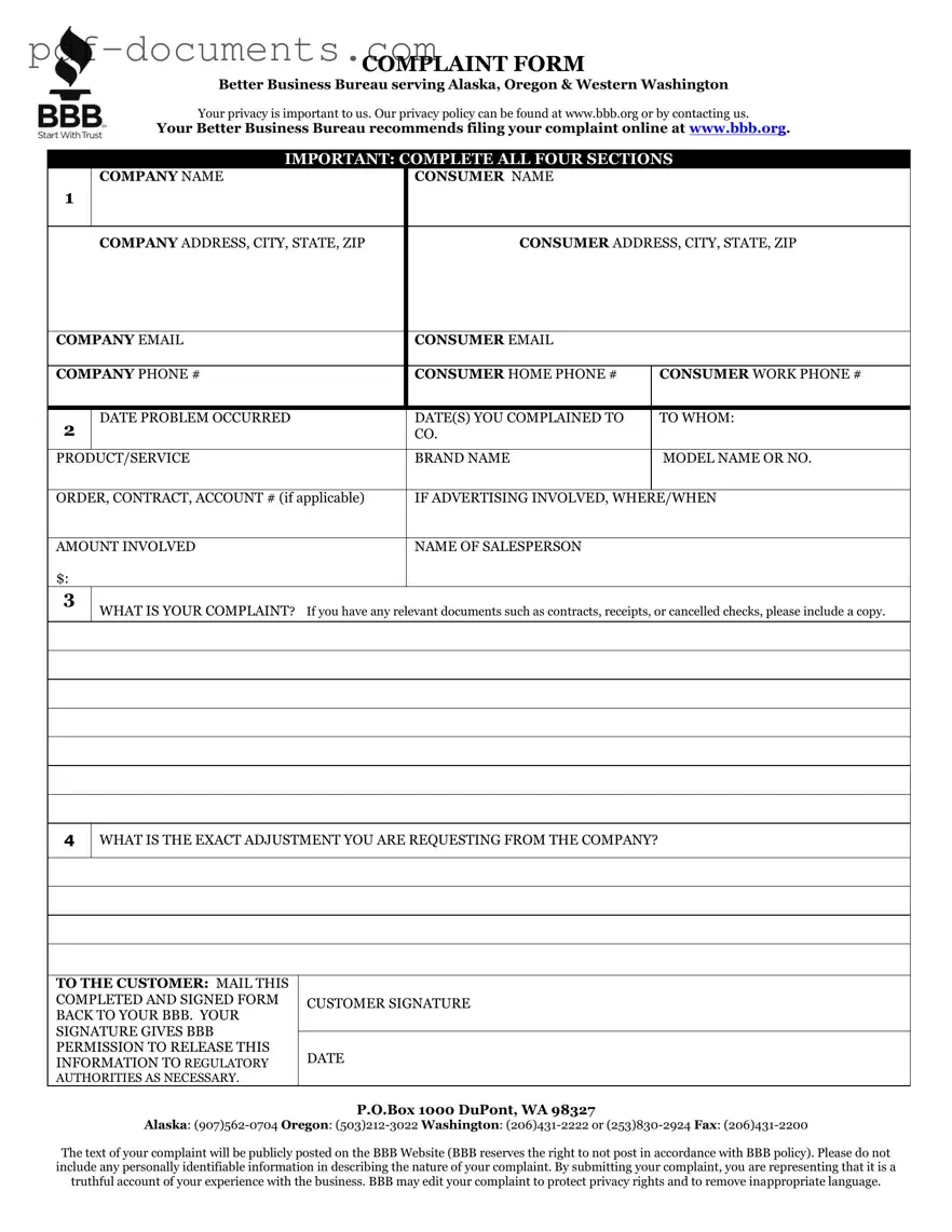 Download Bbb Complaint Form