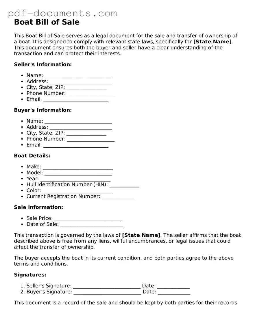 Printable Boat Bill of Sale Form