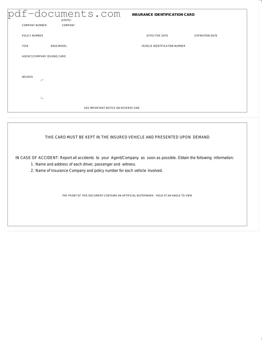 Download Auto Insurance Card Form