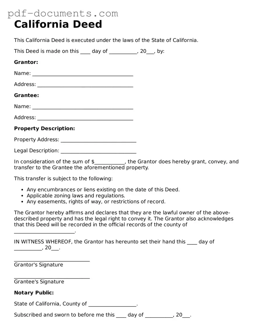 Legal Deed Template for the State of California
