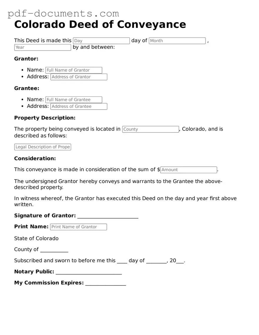 Legal Deed Template for the State of Colorado