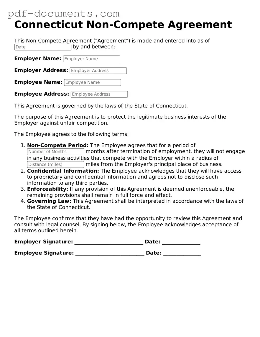 Legal Non-compete Agreement Template for the State of Connecticut