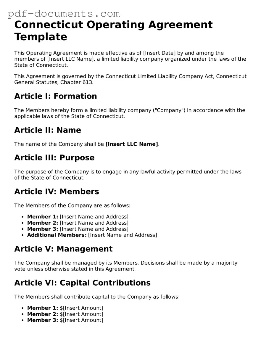 Legal Operating Agreement Template for the State of Connecticut