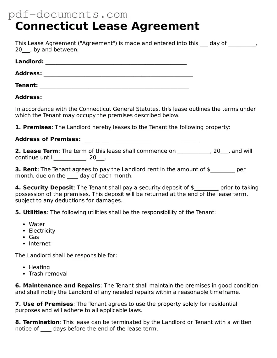 Legal Lease Agreement Template for the State of Connecticut