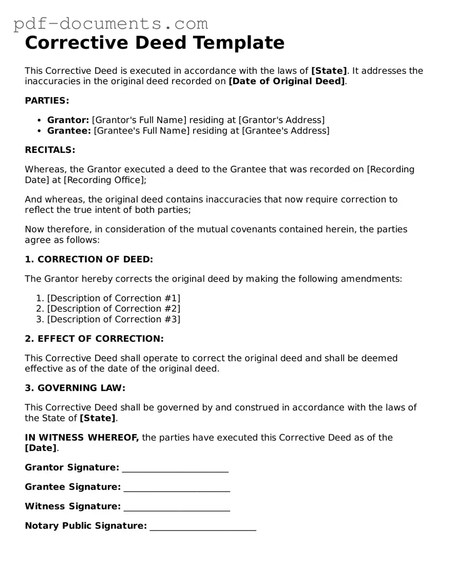 Printable Corrective Deed Form