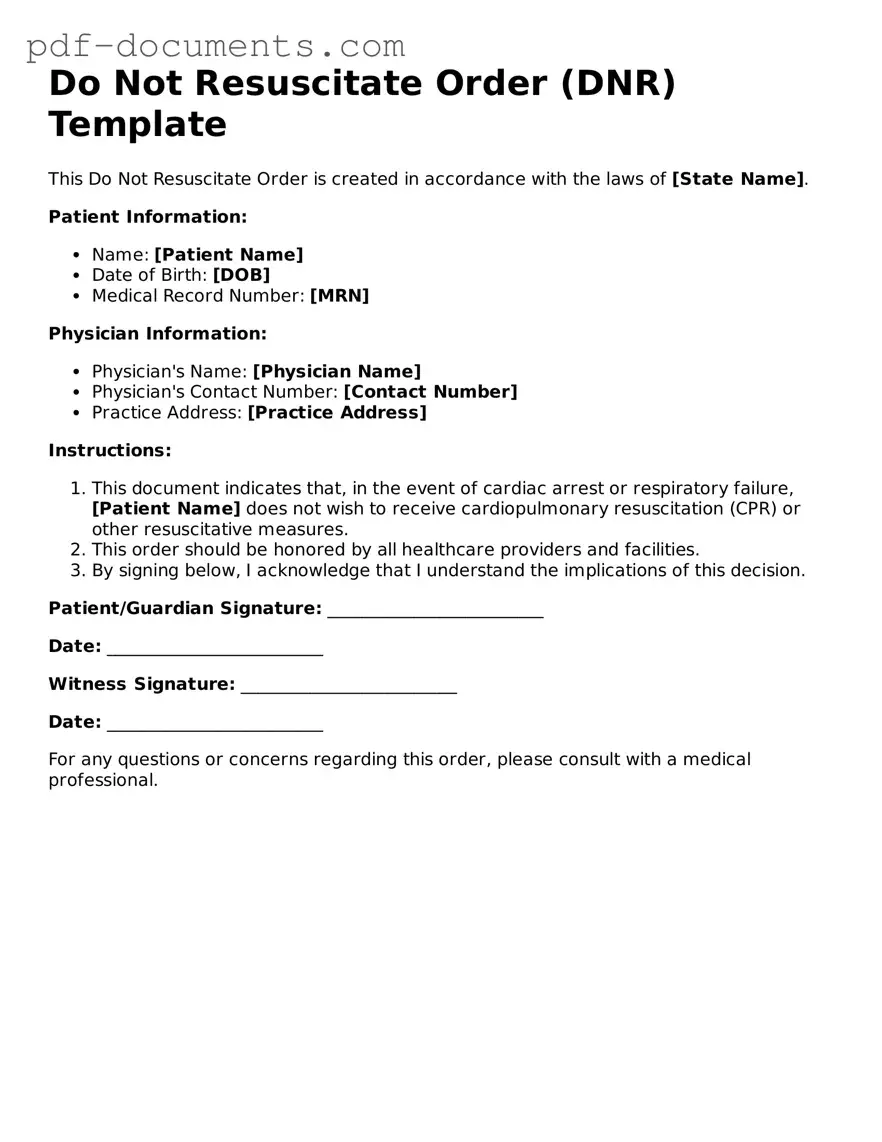 Printable Do Not Resuscitate Order Form