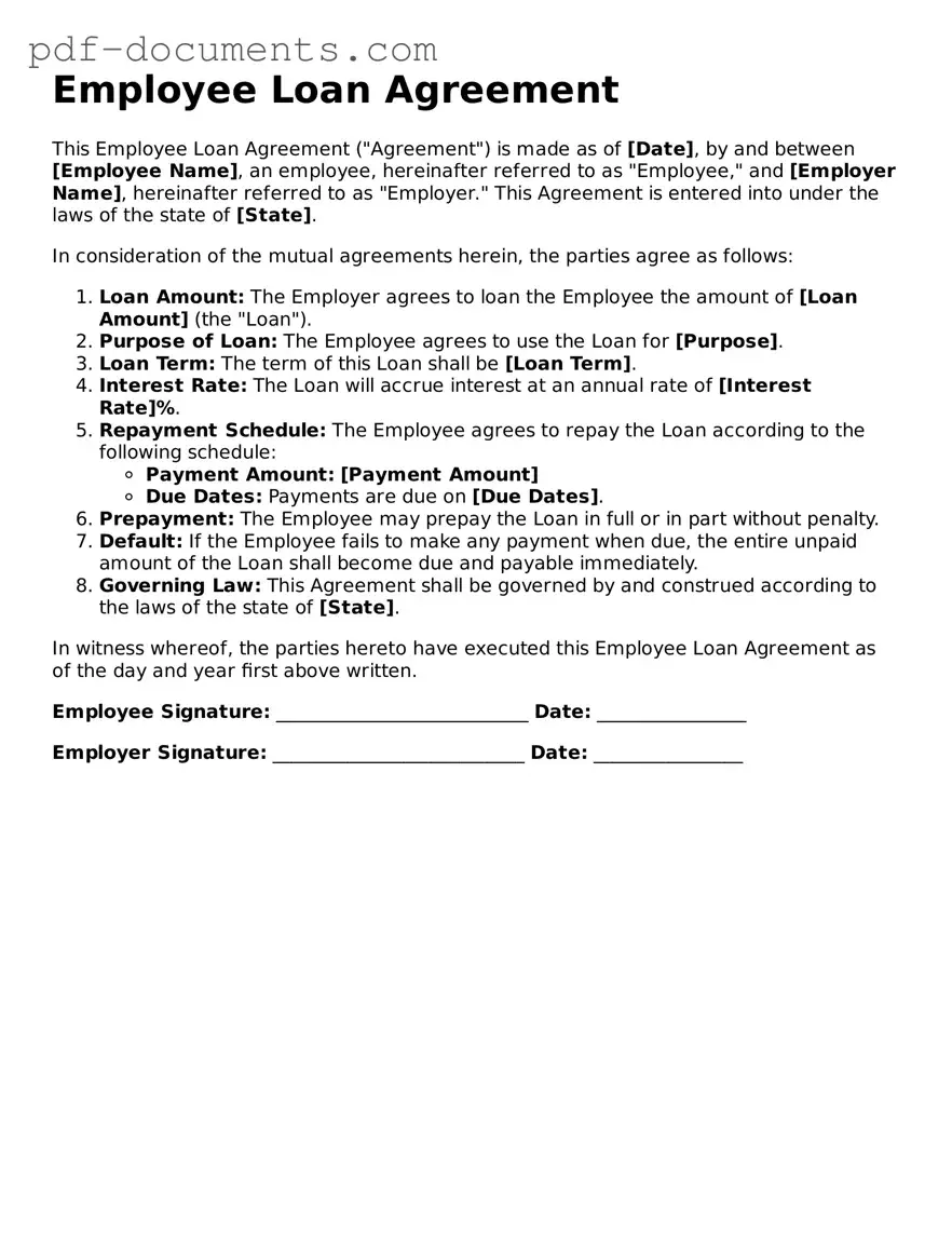 Printable Employee Loan Agreement Form