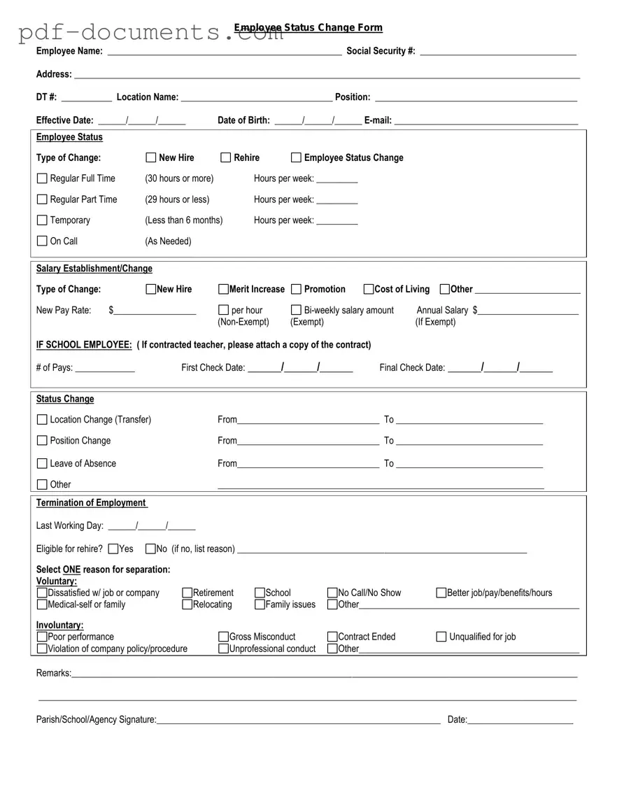 Download Employee Status Change Form