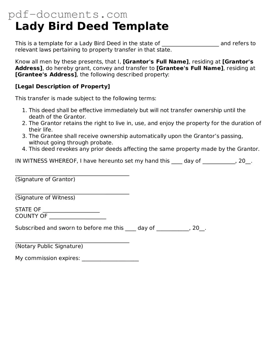 Printable Lady Bird Deed Form