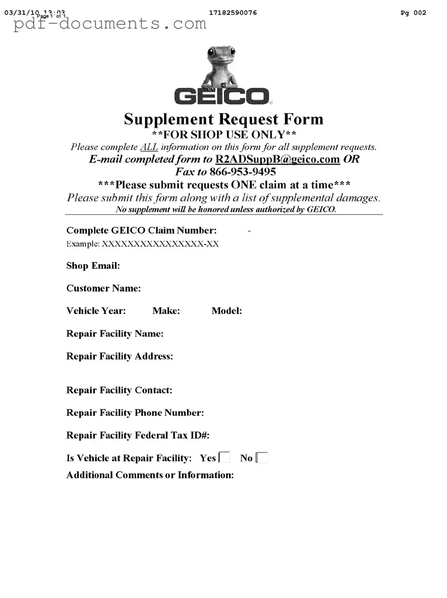 Download Geico Supplement Request Form