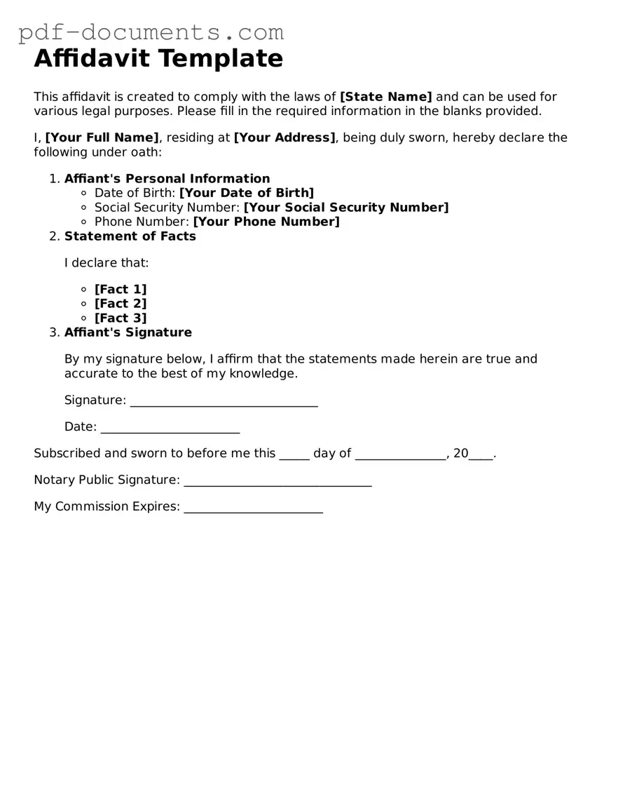 Printable Affidavit Form