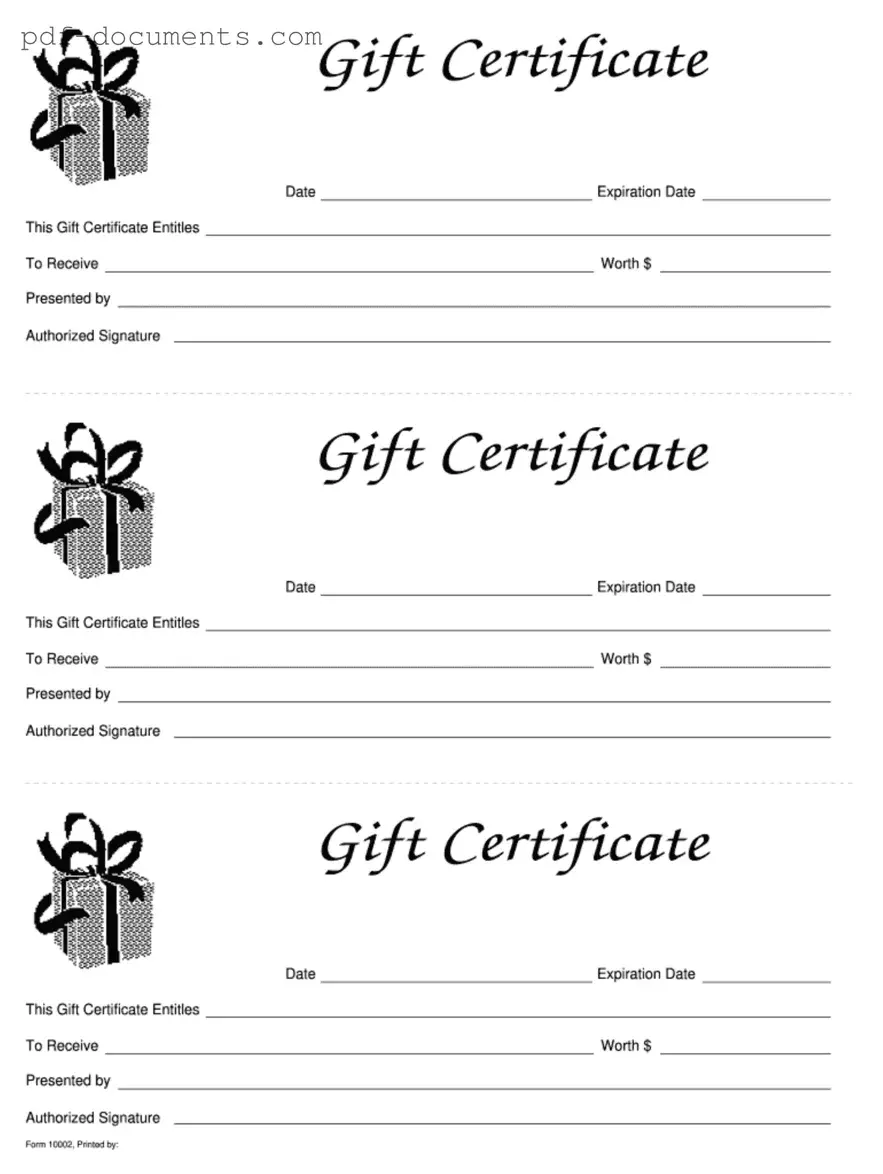 Download Gift Certificate Form