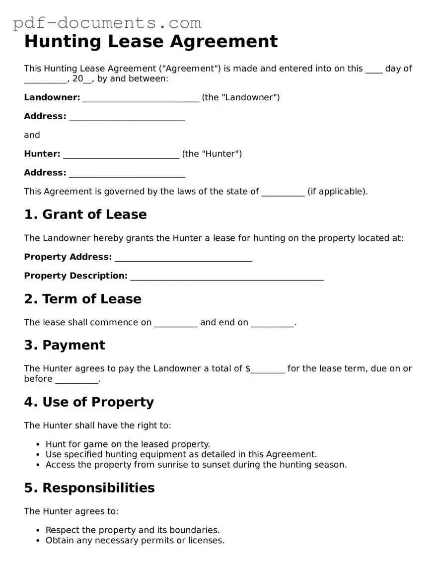 Printable Hunting Lease Agreement Form