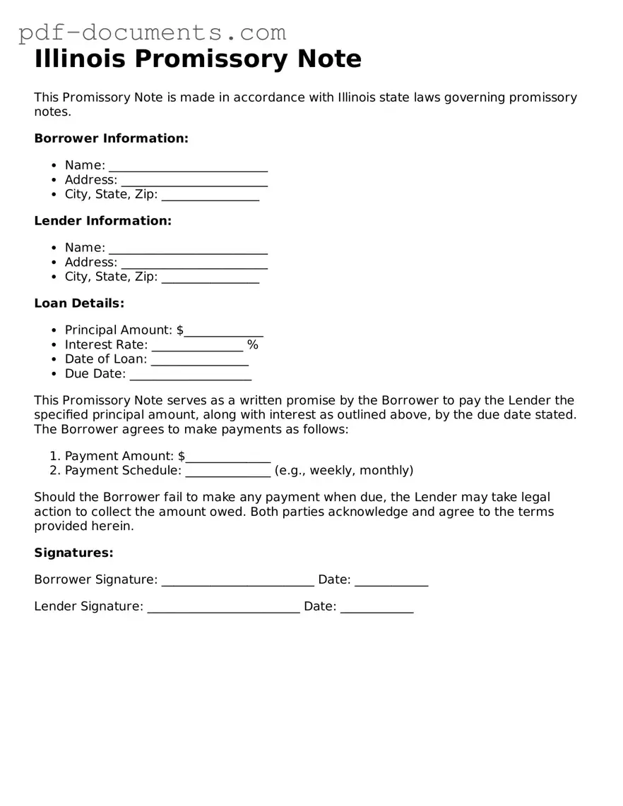 Legal Promissory Note Template for the State of Illinois