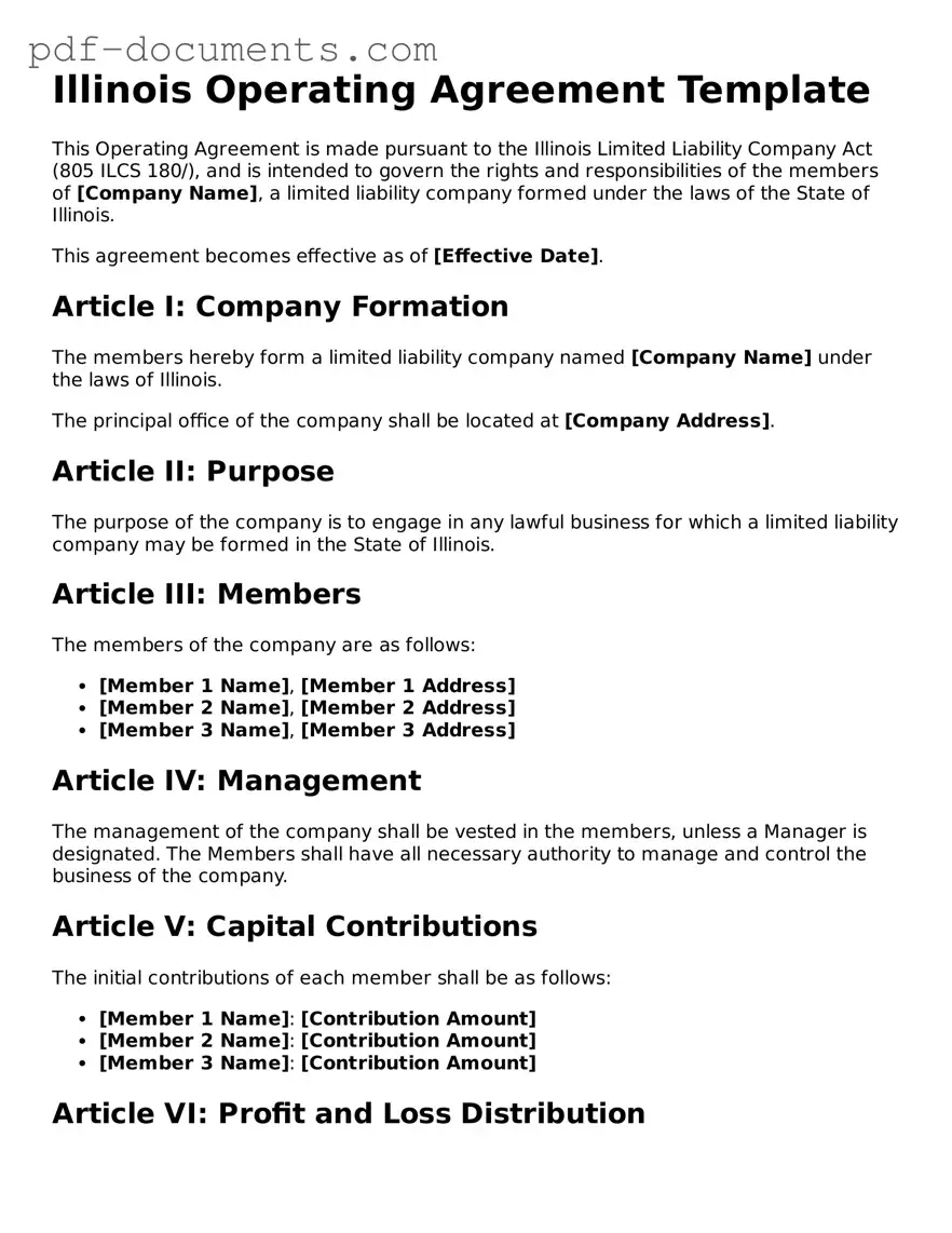 Legal Operating Agreement Template for the State of Illinois