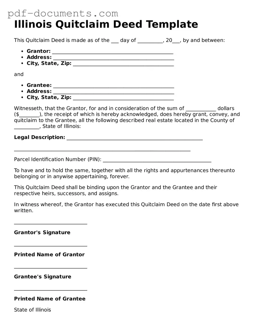 Legal Quitclaim Deed Template for the State of Illinois