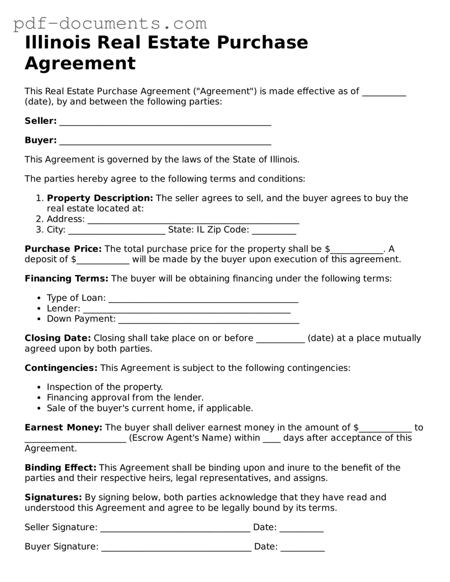 Legal Real Estate Purchase Agreement Template for the State of Illinois