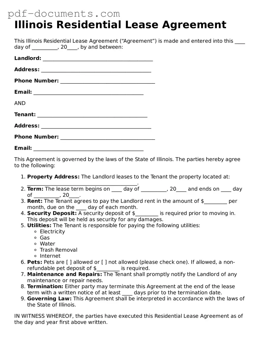 Legal Lease Agreement Template for the State of Illinois