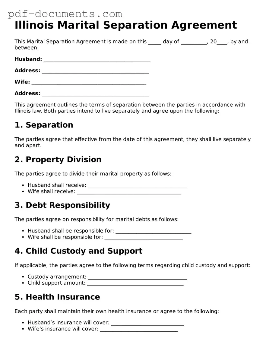 Legal Marital Separation Agreement Template for the State of Illinois