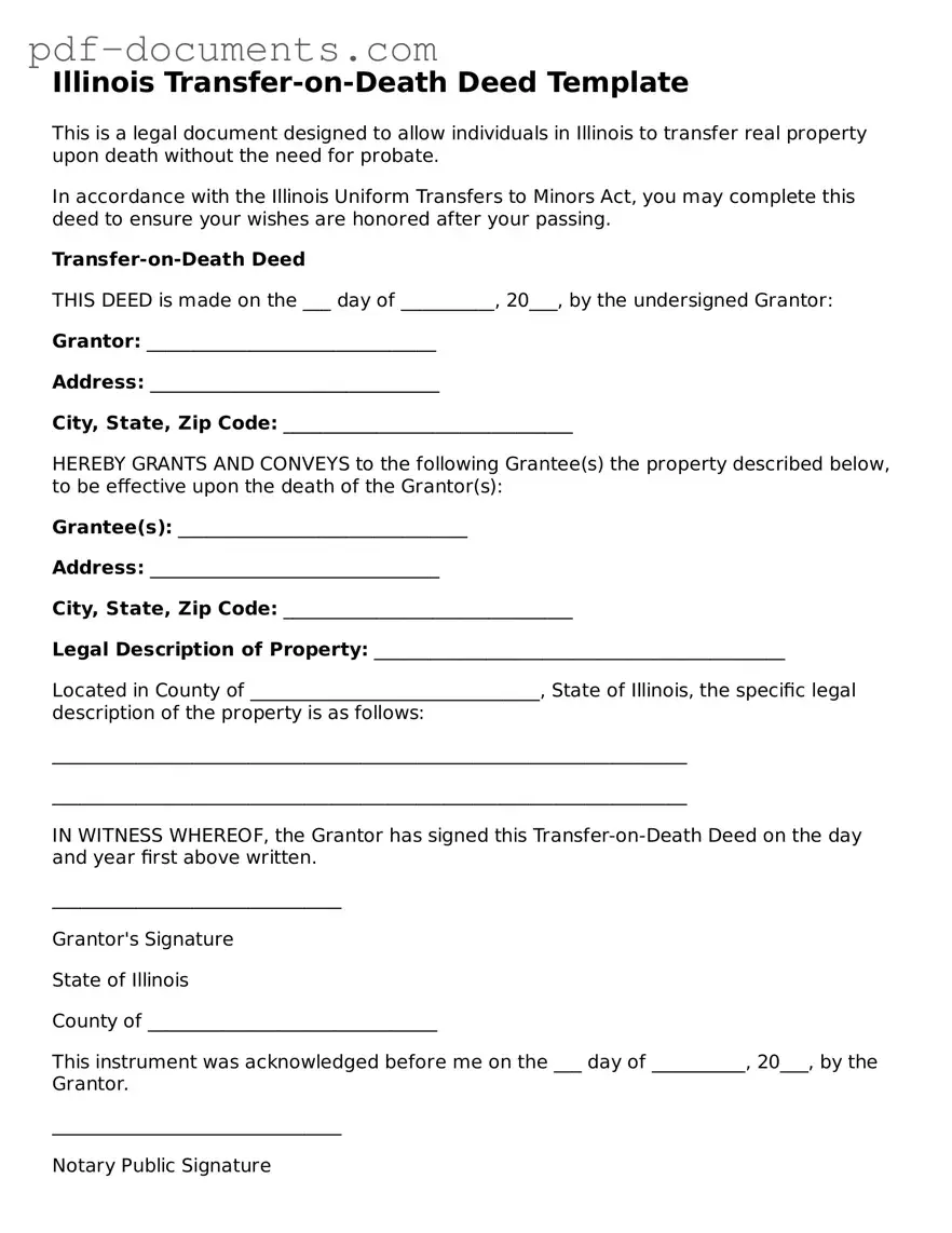 Legal Transfer-on-Death Deed Template for the State of Illinois