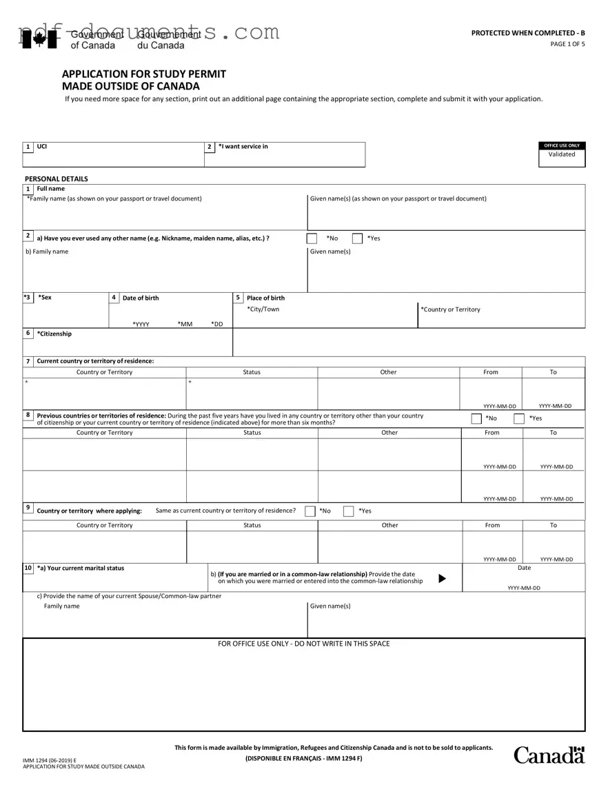 Download Imm 1294 Form
