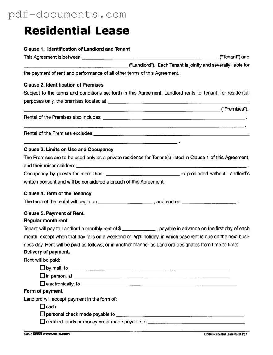Download Lf310 Residential Lease Form
