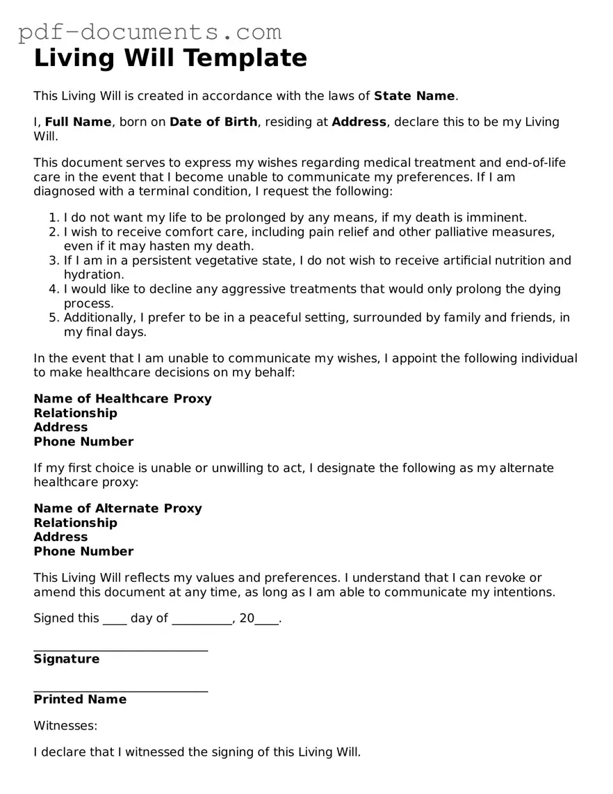 Printable Living Will Form