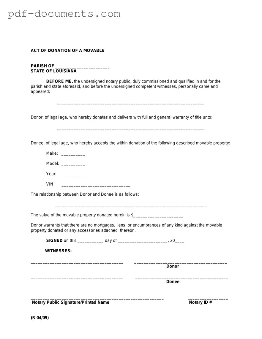 Download Louisiana act of donation Form
