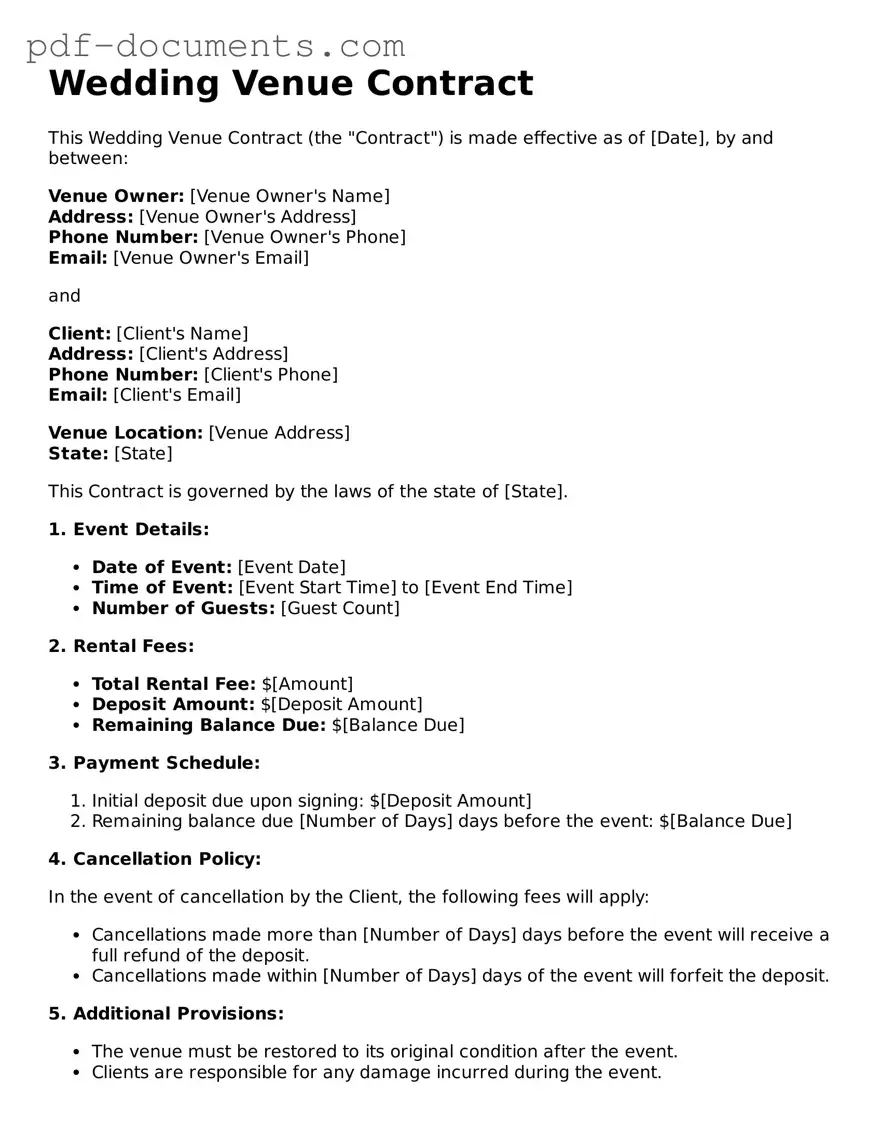 Printable Wedding Venue Contract Form