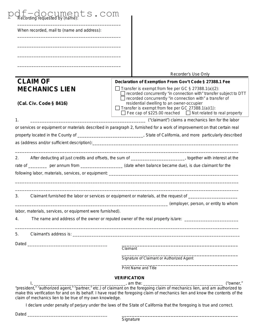 Download Mechanics Lien California Form