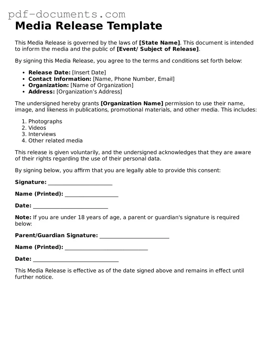 Printable Media Release Form