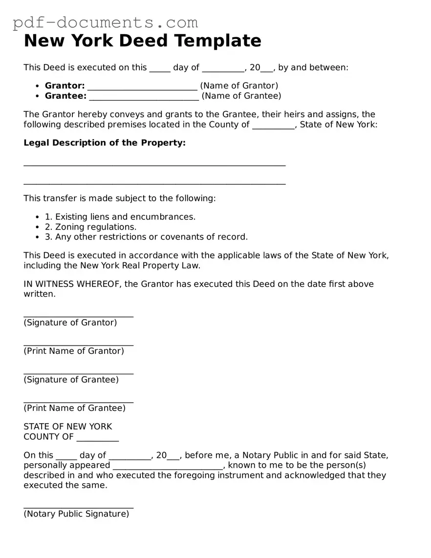 Legal Deed Template for the State of New York