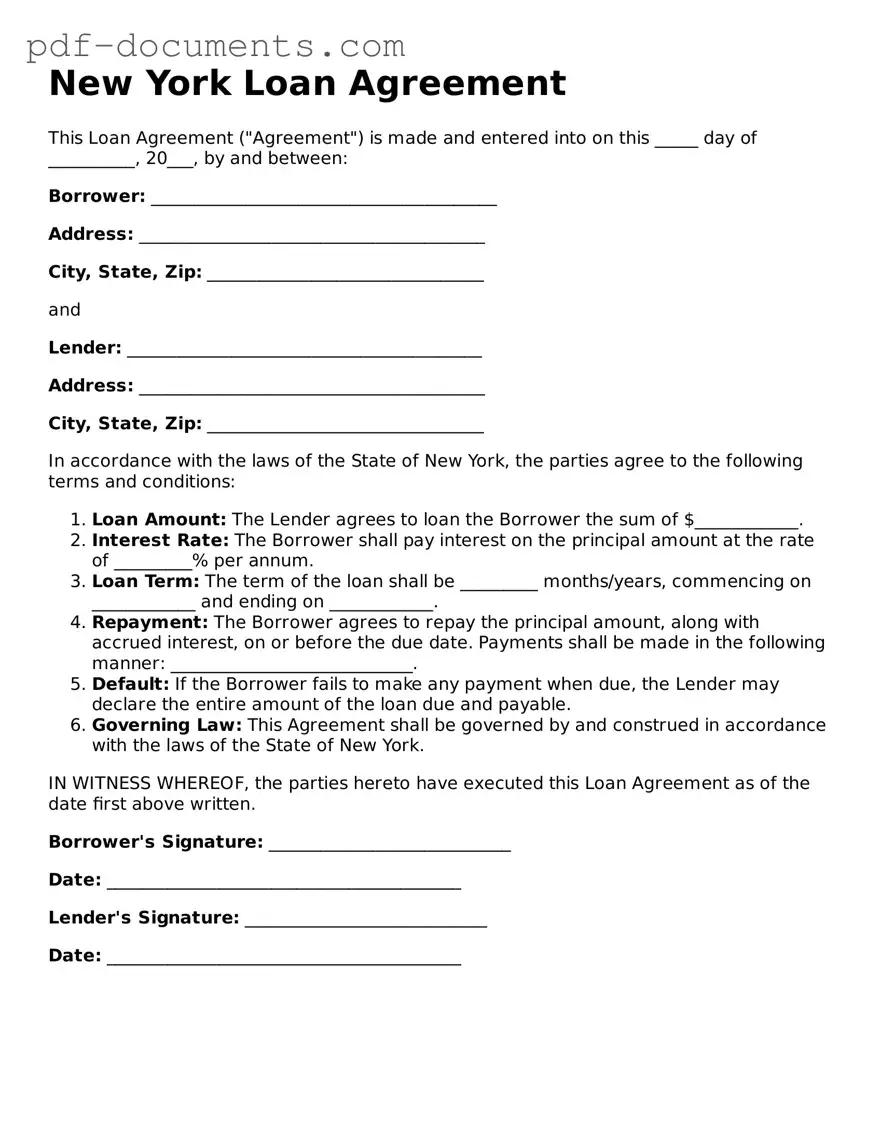 Legal Loan Agreement Template for the State of New York