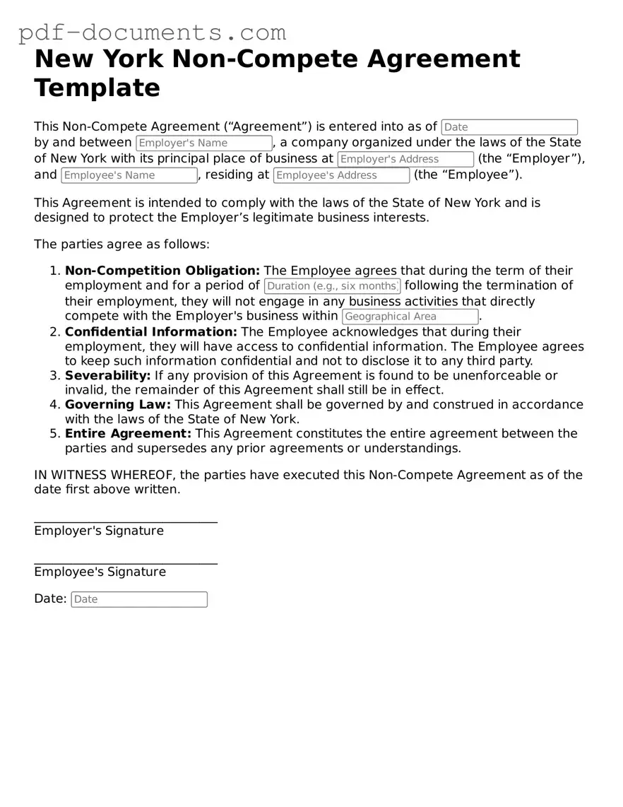Legal Non-compete Agreement Template for the State of New York