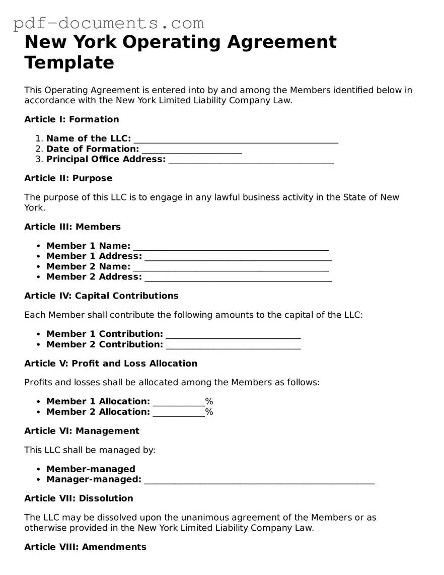 Legal Operating Agreement Template for the State of New York