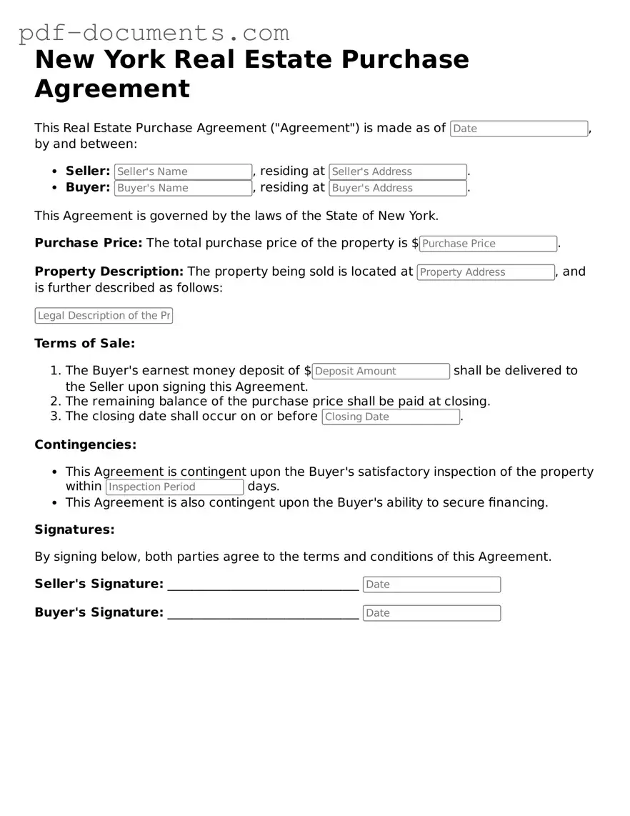 Legal Real Estate Purchase Agreement Template for the State of New York