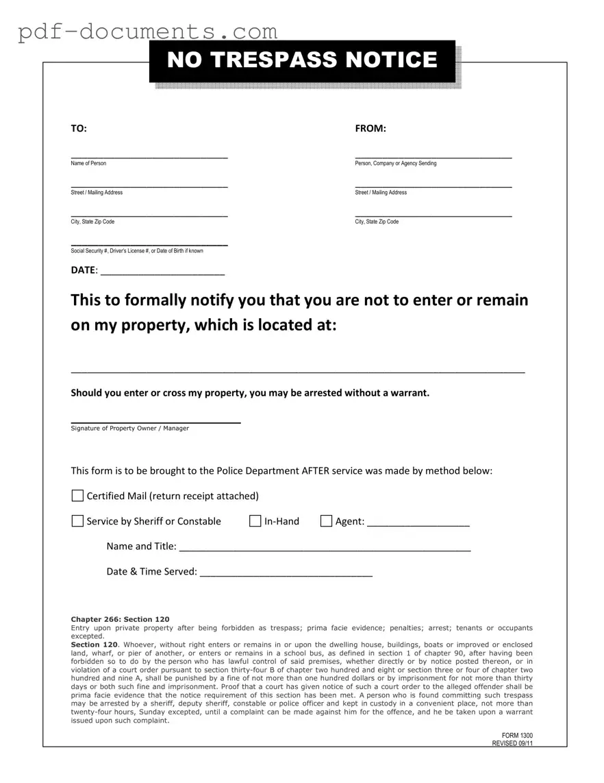 Download No Trespassing Letter Form