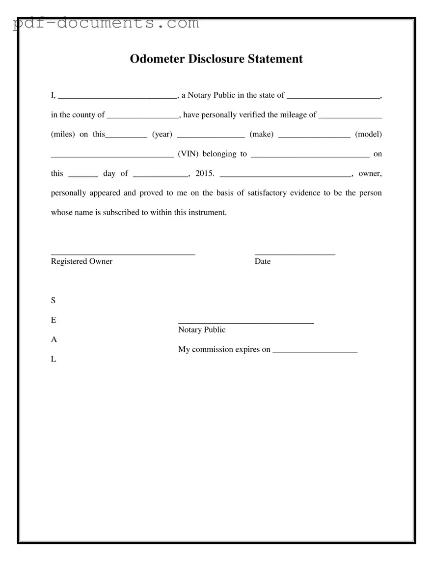 Download Notarized Odometer Statement Form