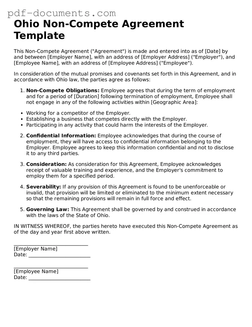 Legal Non-compete Agreement Template for the State of Ohio