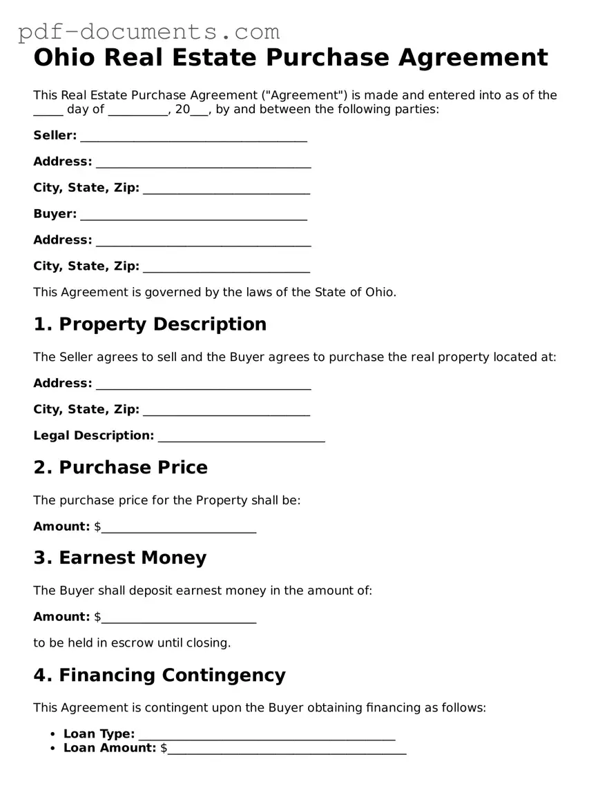 Legal Real Estate Purchase Agreement Template for the State of Ohio