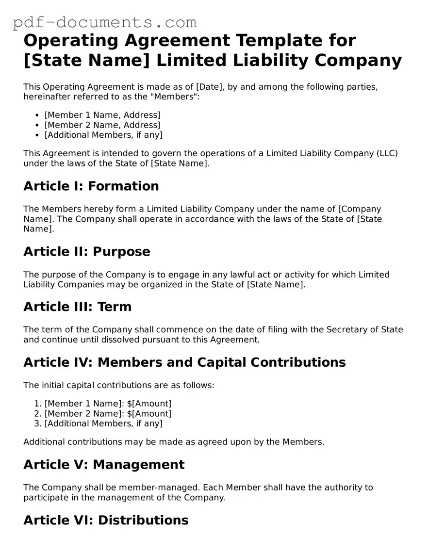 Printable Operating Agreement Form