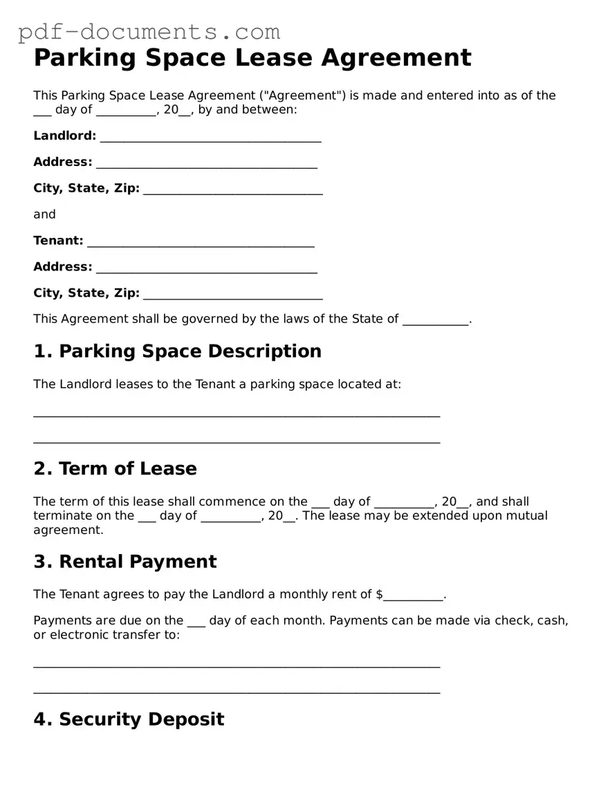 Printable Parking Space Lease Agreement Form