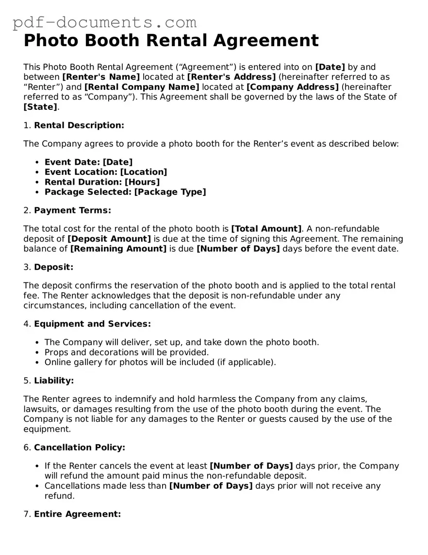Printable Photo Booth Rental Agreement Form
